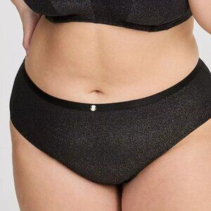Torrid Panties 4X Cheeky Black Gold Glimmer Microfiber Shine Mid-Rise Panty New